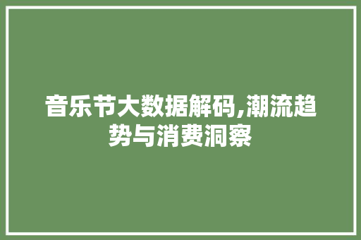音乐节大数据解码,潮流趋势与消费洞察