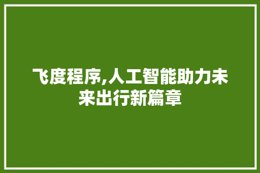 飞度程序,人工智能助力未来出行新篇章