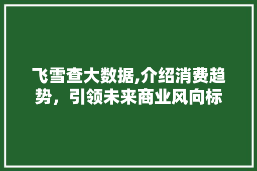 飞雪查大数据,介绍消费趋势，引领未来商业风向标 头条优化
