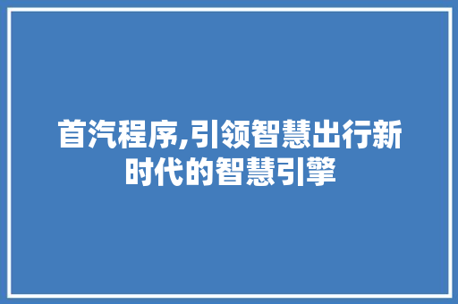 首汽程序,引领智慧出行新时代的智慧引擎