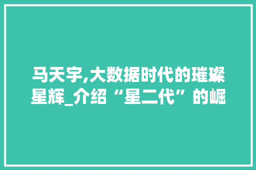 马天宇,大数据时代的璀璨星辉_介绍“星二代”的崛起之路 头条优化