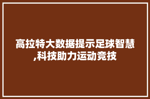 高拉特大数据提示足球智慧,科技助力运动竞技 AI技术学习