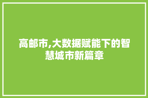 高邮市,大数据赋能下的智慧城市新篇章 360搜优化