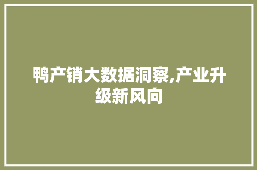 鸭产销大数据洞察,产业升级新风向 英文谷歌算法