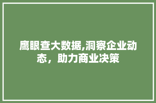 鹰眼查大数据,洞察企业动态，助力商业决策