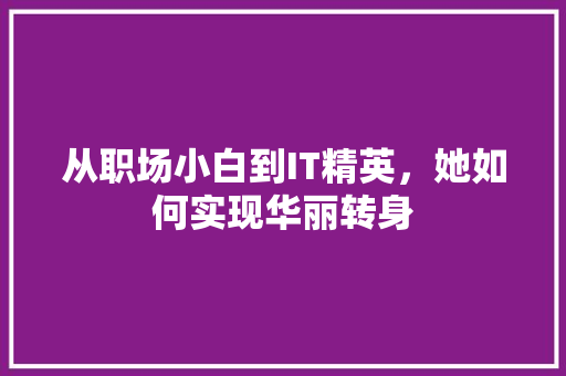 从职场小白到IT精英，她如何实现华丽转身 网站优化