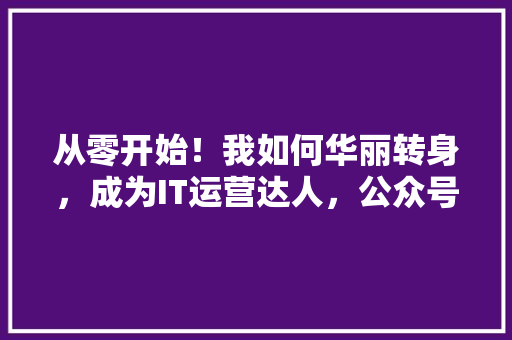 从零开始！我如何华丽转身，成为IT运营达人，公众号爆款文章来袭！ seo技术