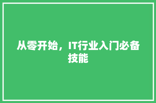 从零开始，IT行业入门必备技能