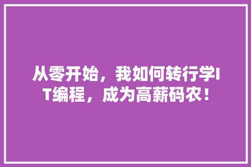 从零开始，我如何转行学IT编程，成为高薪码农！