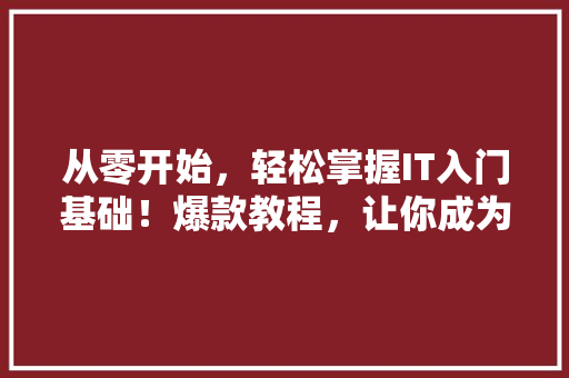 从零开始，轻松掌握IT入门基础！爆款教程，让你成为编程高手！