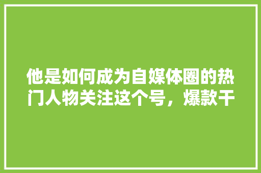 他是如何成为自媒体圈的热门人物关注这个号，爆款干货等你来拿！