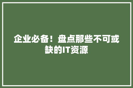 企业必备！盘点那些不可或缺的IT资源