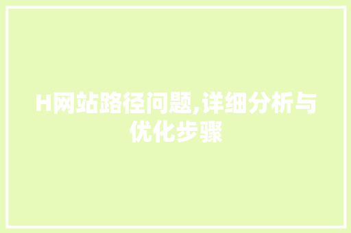 H网站路径问题,详细分析与优化步骤