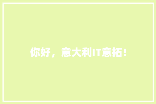 你好，意大利IT意拓！