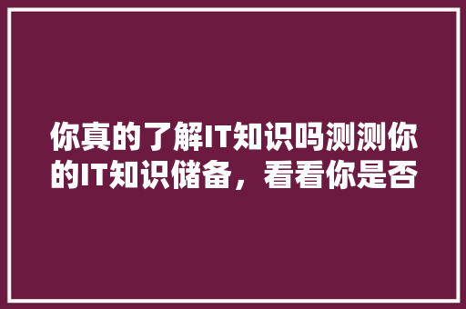 你真的了解IT知识吗测测你的IT知识储备，看看你是否是真正的“科技达人”！