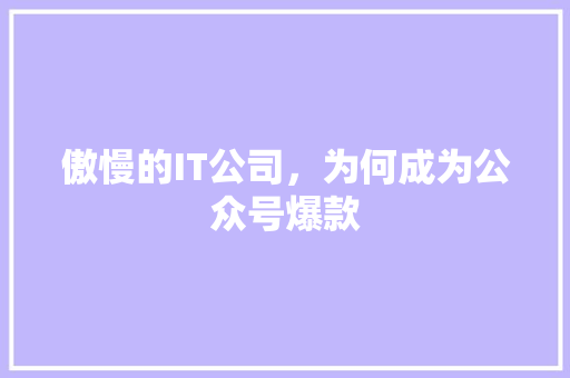 傲慢的IT公司，为何成为公众号爆款