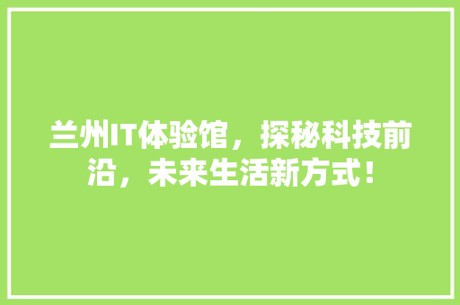 兰州IT体验馆，探秘科技前沿，未来生活新方式！
