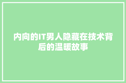 内向的IT男人隐藏在技术背后的温暖故事