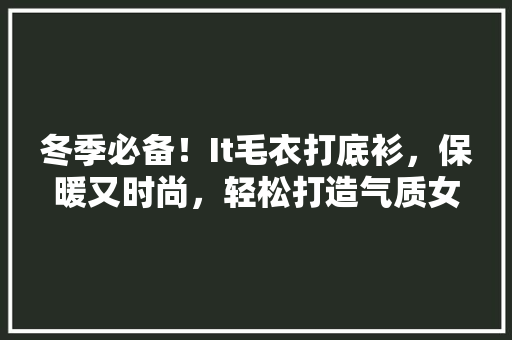 冬季必备！It毛衣打底衫，保暖又时尚，轻松打造气质女神！ seo技术