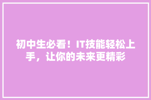 初中生必看！IT技能轻松上手，让你的未来更精彩