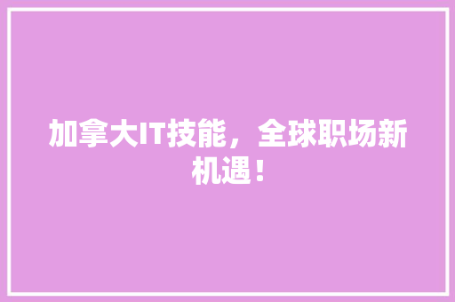 加拿大IT技能，全球职场新机遇！