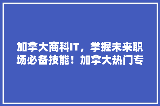 加拿大商科IT，掌握未来职场必备技能！加拿大热门专业，助力你成为行业精英！