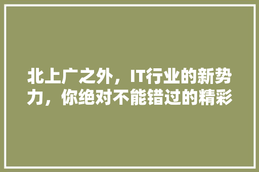 北上广之外，IT行业的新势力，你绝对不能错过的精彩！
