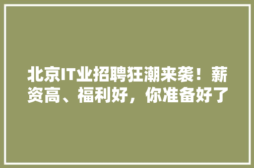 北京IT业招聘狂潮来袭！薪资高、福利好，你准备好了吗