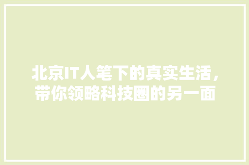 北京IT人笔下的真实生活，带你领略科技圈的另一面