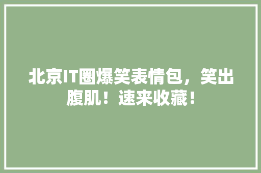 北京IT圈爆笑表情包，笑出腹肌！速来收藏！