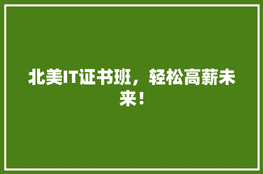 北美IT证书班，轻松高薪未来！
