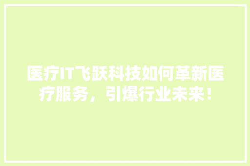 医疗IT飞跃科技如何革新医疗服务，引爆行业未来！