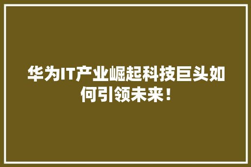 华为IT产业崛起科技巨头如何引领未来！