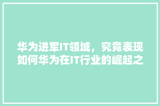 华为进军IT领域，究竟表现如何华为在IT行业的崛起之路！ 小程序开发