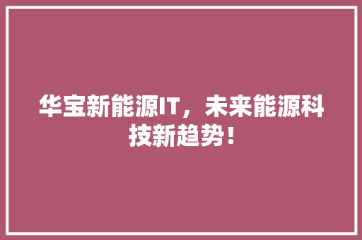 华宝新能源IT，未来能源科技新趋势！
