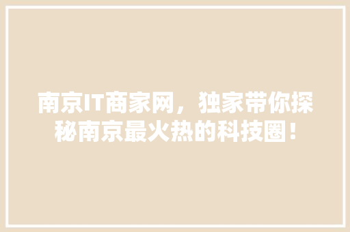 南京IT商家网，独家带你探秘南京最火热的科技圈！