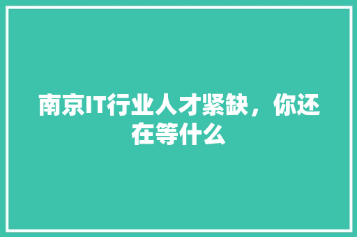 南京IT行业人才紧缺，你还在等什么 360搜优化