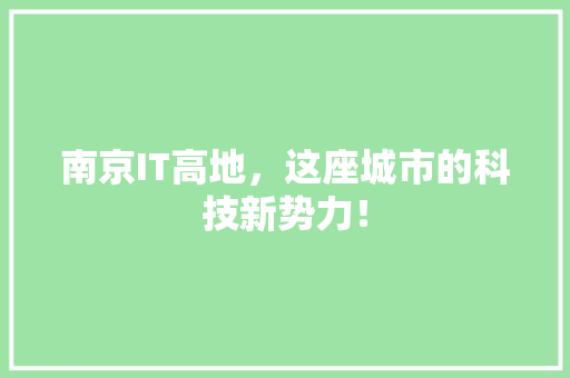 南京IT高地，这座城市的科技新势力！