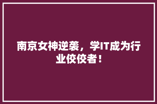 南京女神逆袭，学IT成为行业佼佼者！