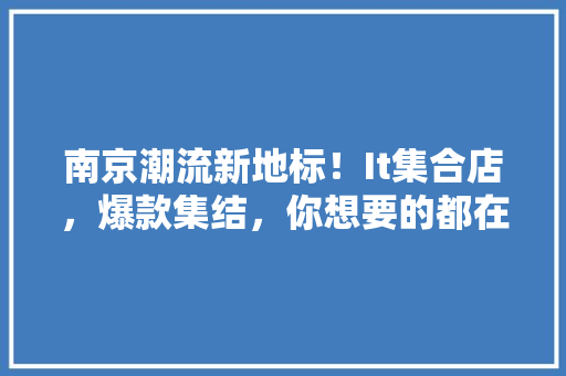 南京潮流新地标！It集合店，爆款集结，你想要的都在这里！