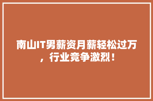 南山IT男薪资月薪轻松过万，行业竞争激烈！