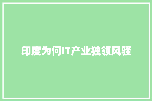 印度为何IT产业独领风骚 网站优化