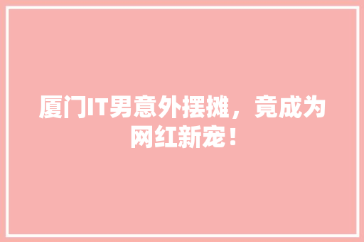 厦门IT男意外摆摊，竟成为网红新宠！ 搜狗优化