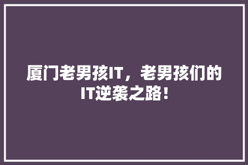 厦门老男孩IT，老男孩们的IT逆袭之路！