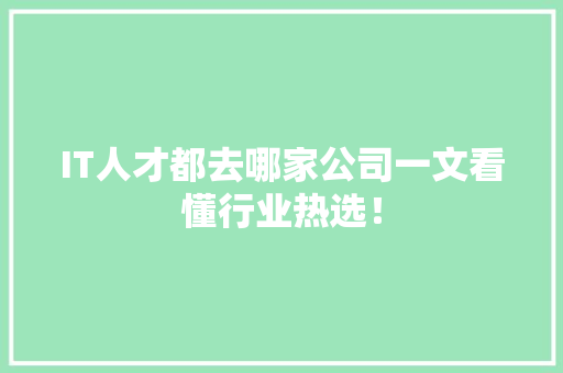 IT人才都去哪家公司一文看懂行业热选！