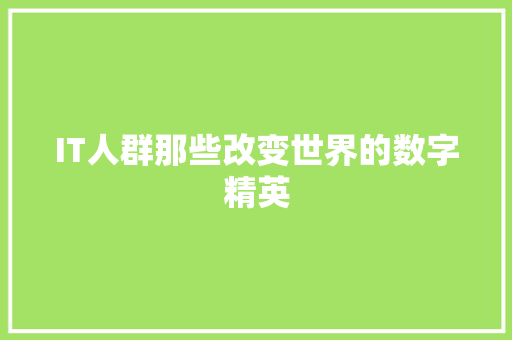 IT人群那些改变世界的数字精英