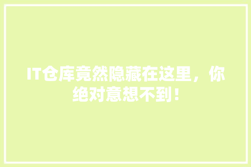 IT仓库竟然隐藏在这里，你绝对意想不到！ 百度算法