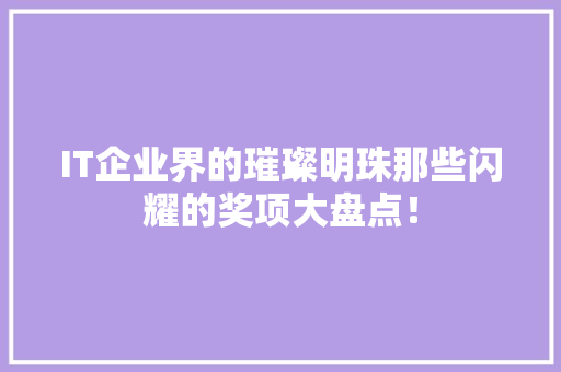 IT企业界的璀璨明珠那些闪耀的奖项大盘点！