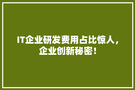 IT企业研发费用占比惊人，企业创新秘密！