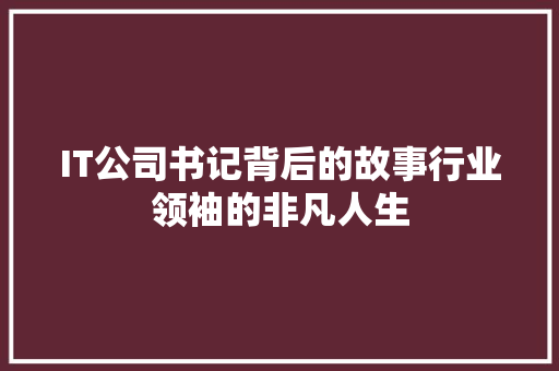 IT公司书记背后的故事行业领袖的非凡人生
